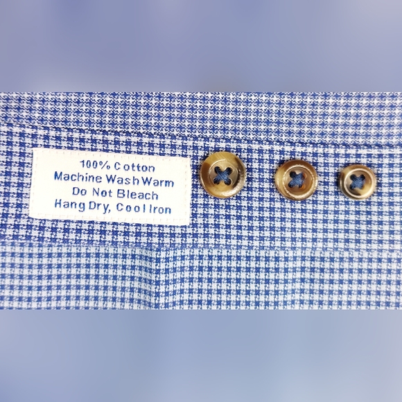 David Donahue Dress Shirt Mens Size XL Blue Check Long Sleeve Button Up Pocket - Picture 9 of 11